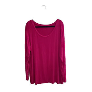 Willow Bay Pink Scoop Neck Relaxed Fit Long Sleeve Tunic Top Womans Plus Size 4X